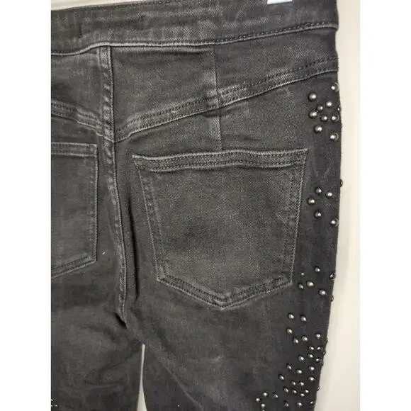 Free people love forever cowgirl studded embellished gray denim flare jeans 25 - Picture 13 of 13